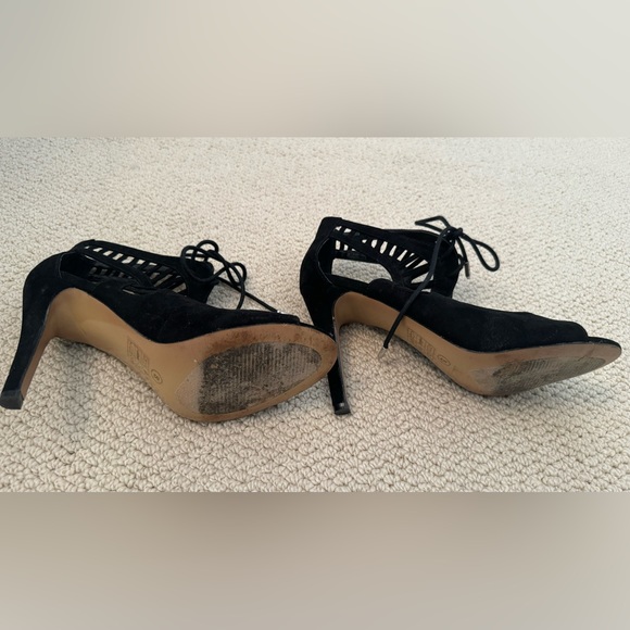 Dolce Vita Black Faux Suede Cut Out Cage Lace Up Open Toe Pump Women's Size 8 - Picture 7 of 10